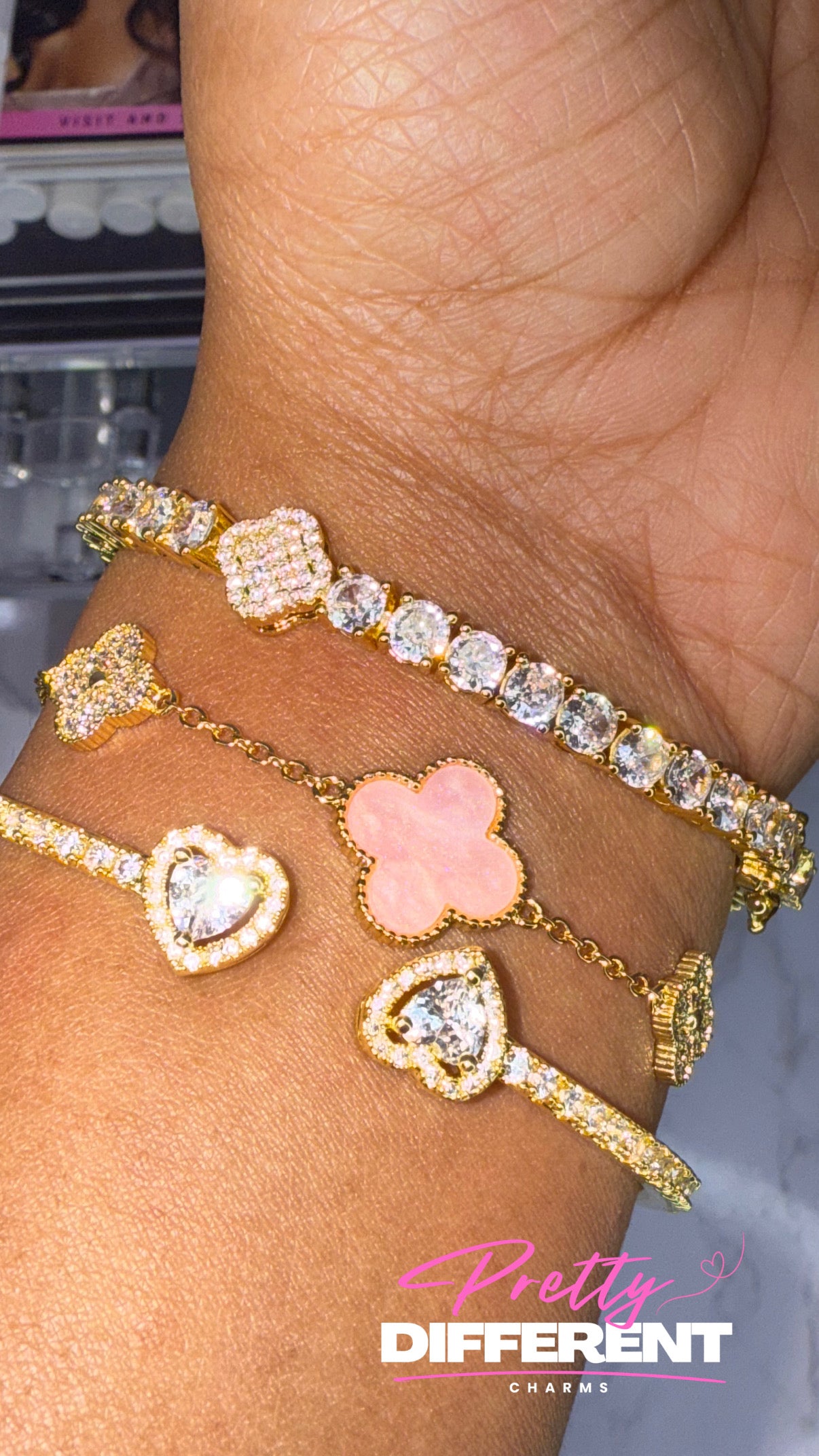 Gold Clover Tennis Bracelet