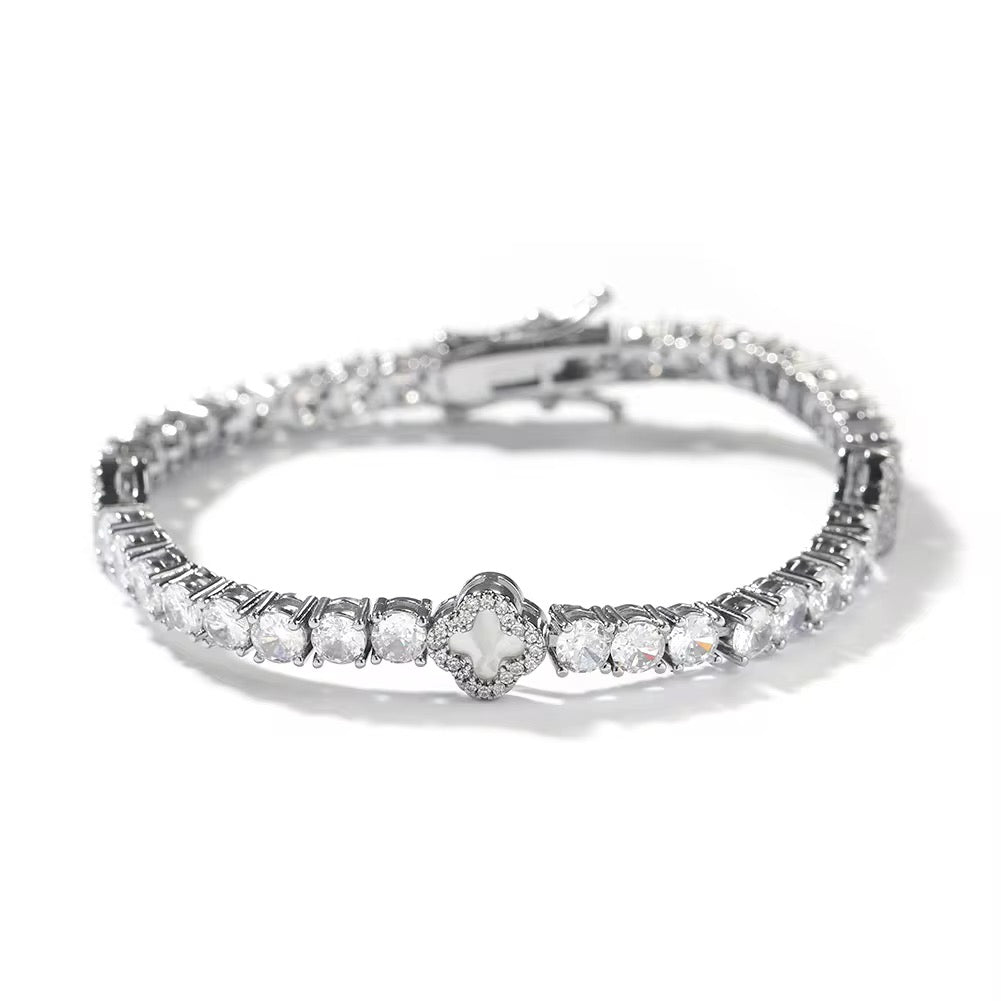 Sliver Clover Tennis Bracelet