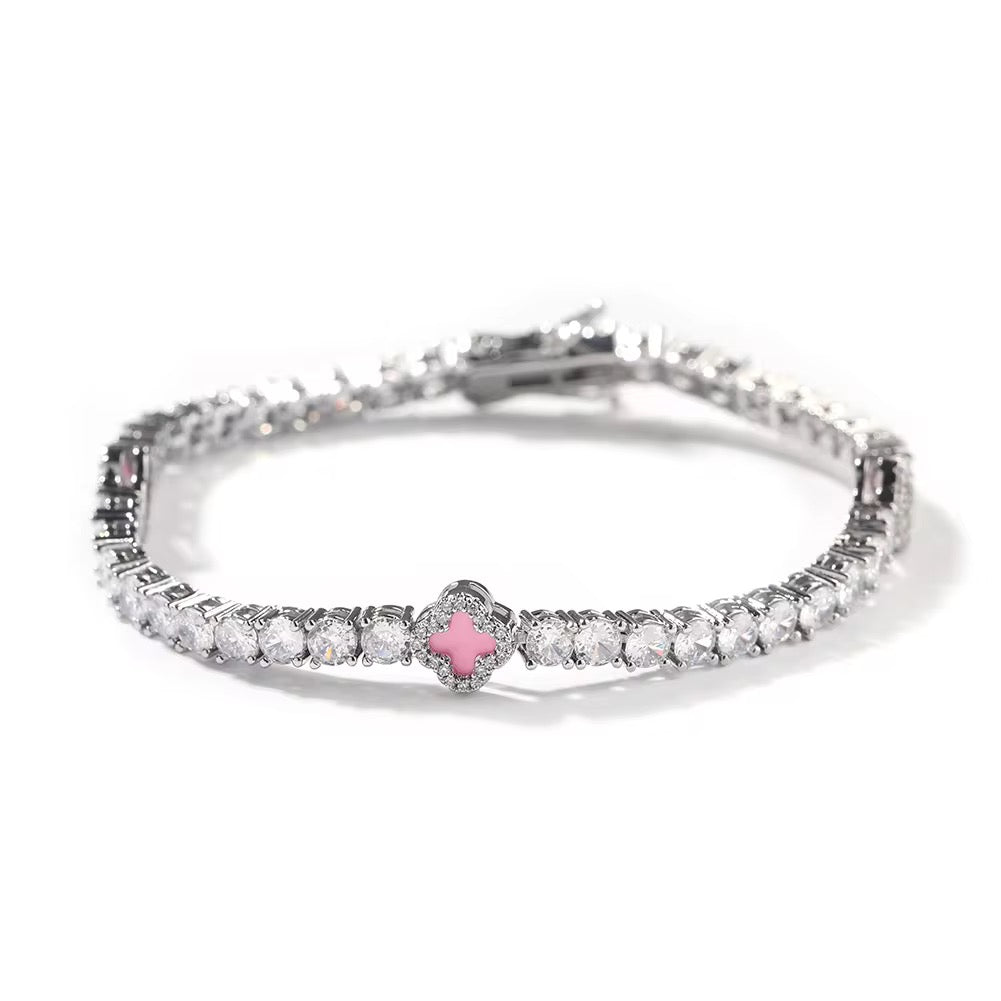 Pink Clover Tennis Bracelet